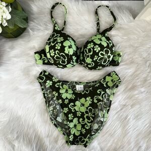NEW Spiegel Vintage 90s Floral Padded Push Up Cheeky Bikini Swimsuit 5/6 NWOT